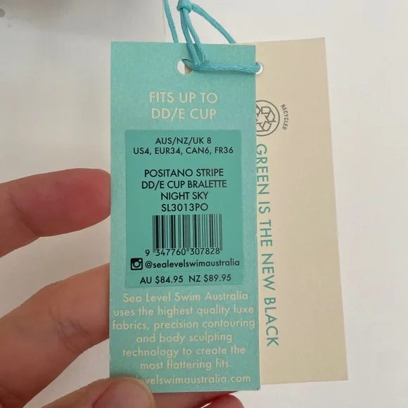 Sea Level Australia Positano Stripe Underwire DD/E Cup Bikini Top Size 4 - Picture 7 of 7